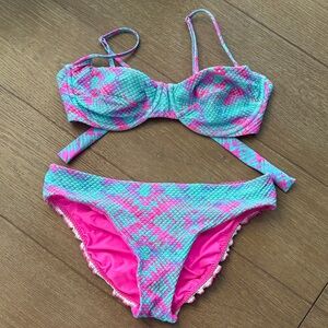 Luli Fama Pink and Blue Bikini